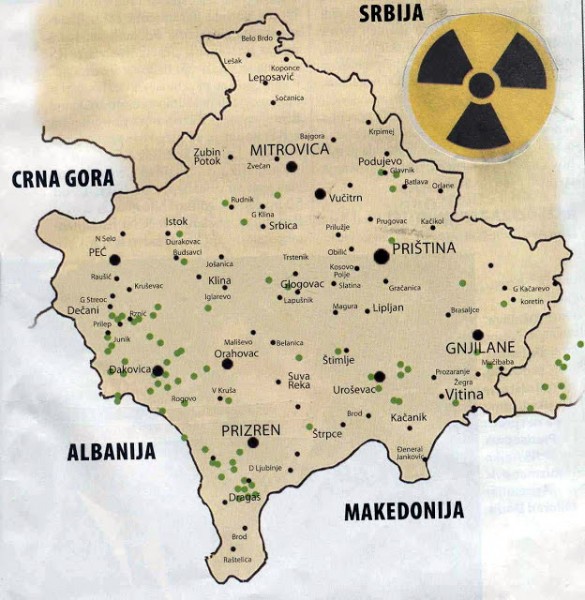 kosovo mapa uranijumskih bombi