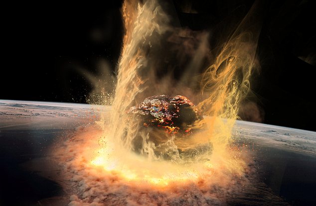 Asteroid striking the Earth